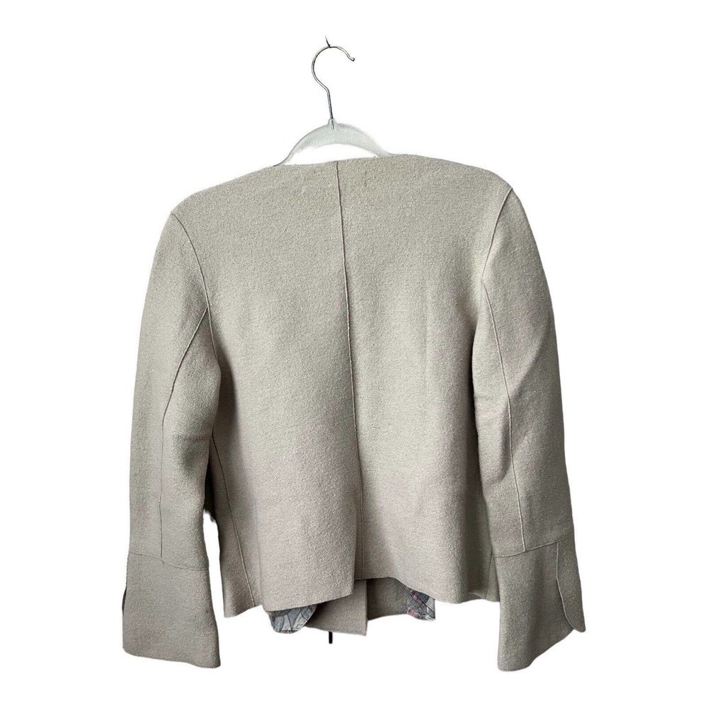 Beyond Threads Womens Alpaca Wool Blend Tan Jacket Ruffle Zip Size Small - Picture 2 of 12